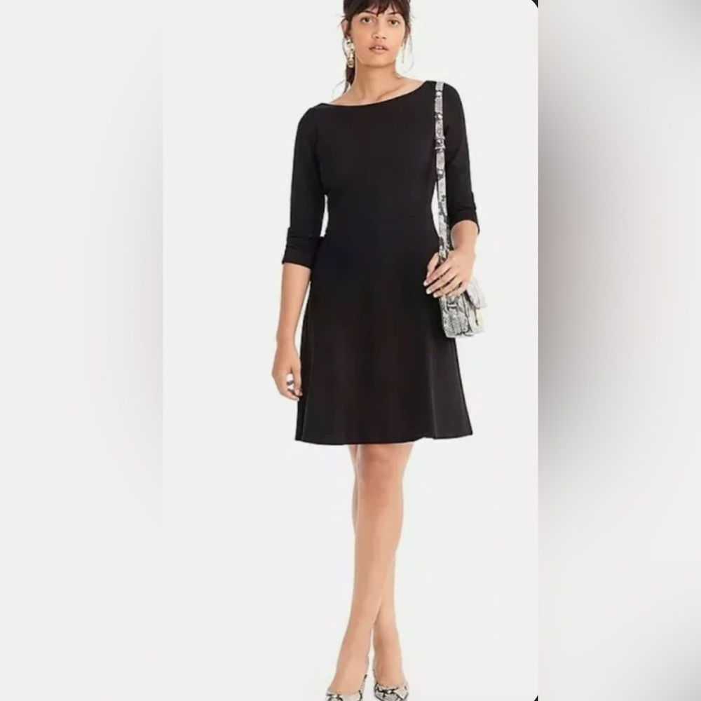 J. Crew Black Midi Fit-and-Flare Dress